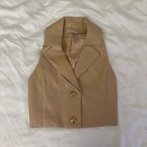 Alice and Olivia Mari Cropped Faux Leather Vest - Size 2
